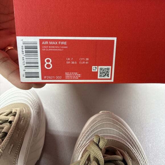 New Nike Air Max Fire Shoes Mens Size 8 Light Bone Khaki Running IF2621-002 main image 7